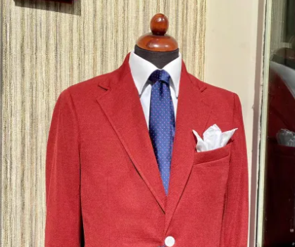 Best Quality italian product Red Suit summer tailored jacket 100% cotton Made in Italy Men's apparel