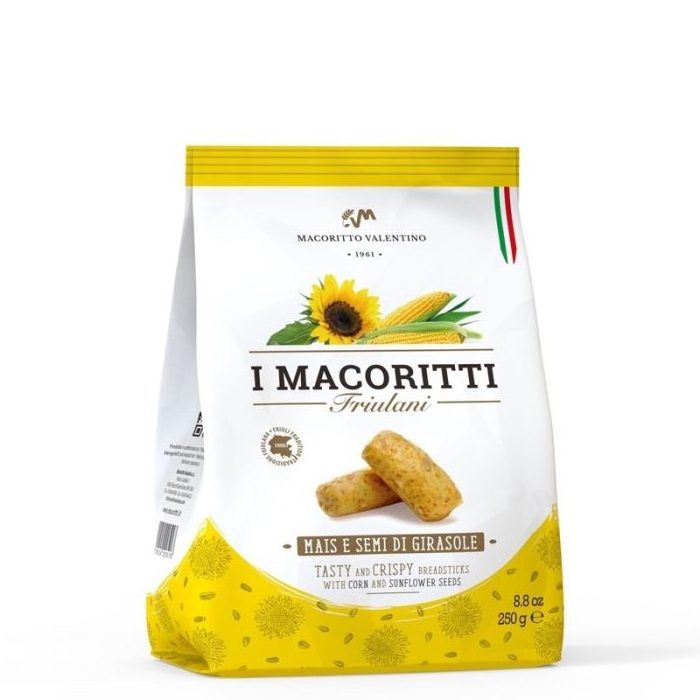 I MACORITTI BREADSTICKS: premium Italian quality original mini breadsticks with corn flakes and sunflower seeds