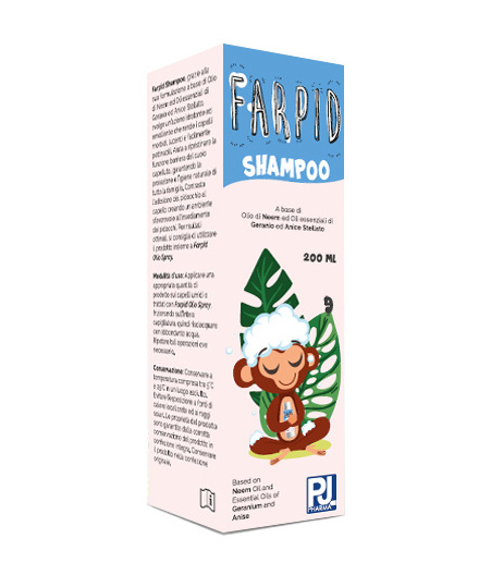 MADE IN ITALY QUALITY - COSMETIC FARPID SHAMPOO 200 ML IN BOTTLE PARASITOSIS IN CHILDREN AND ADULT NEEM OIL LICE REMOVER