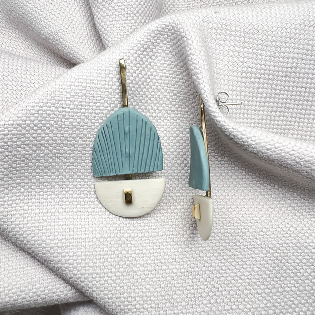 Premium quality porcelain and bronze Cyclamen little boat earrings made in Italy perfect for sophisticated outfit