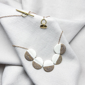 Made in Italy high quality porcelain and gold Necklace hand made in Italy for elegant outfit