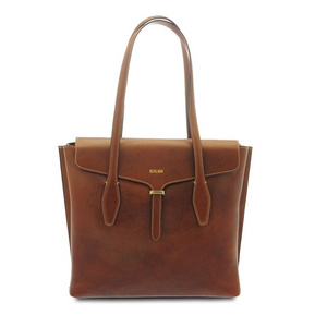 High quality Leather bag for woman made in Italy shoulder shopping cow vacchetta cards holder brown 12122GD02