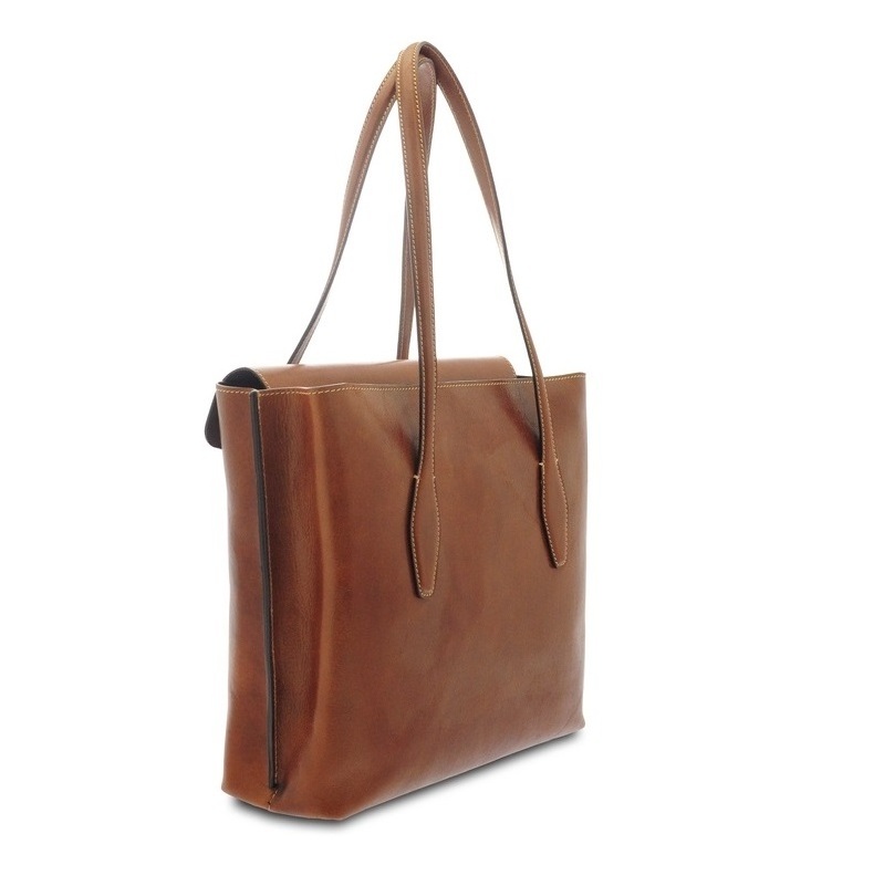 High quality Leather bag for woman made in Italy shoulder shopping cow vacchetta cards holder brown 12122GD02