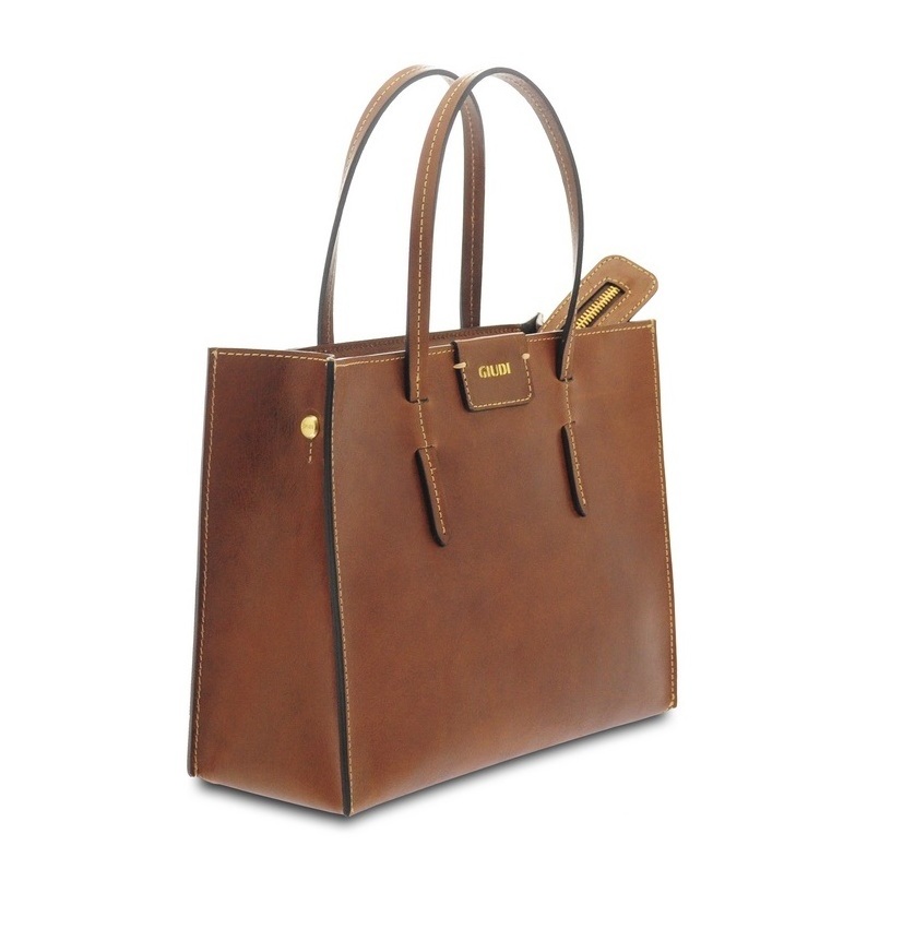 High quality leather bag for woman made in italy cow vacchetta brown handmade shoulder brown 12114GD02