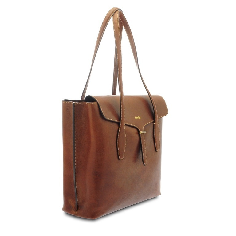 High quality Leather bag for woman made in Italy shoulder shopping cow vacchetta cards holder brown 12122GD02