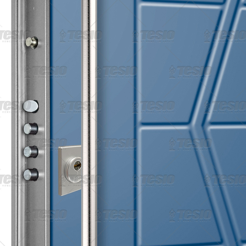 Bold Blue Pantographed Aluminium INC032 Door - 40 dB Sound Barrier with Crisp White Melamine for Modern Homes