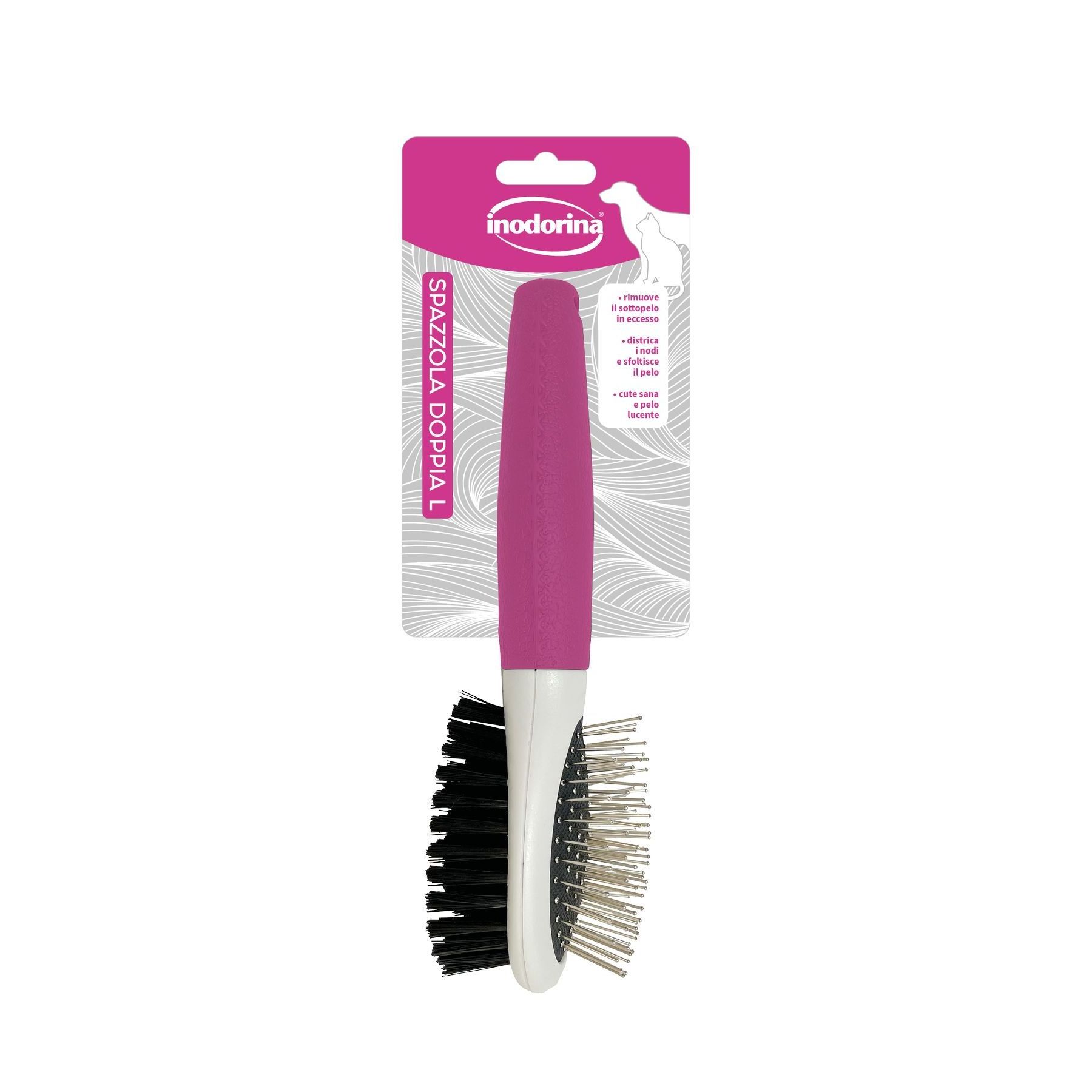 Top Elite Double Brush Inodorina - Large Double-Sided Grooming Brush - Thoroughly Detangle and Clean Pet Coat