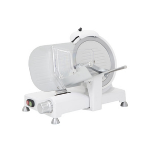 White Luxury 250 Mm. Italian Electric Household Slicer Professional Blade And Motor For Cutting Meat Cheese Vegetables