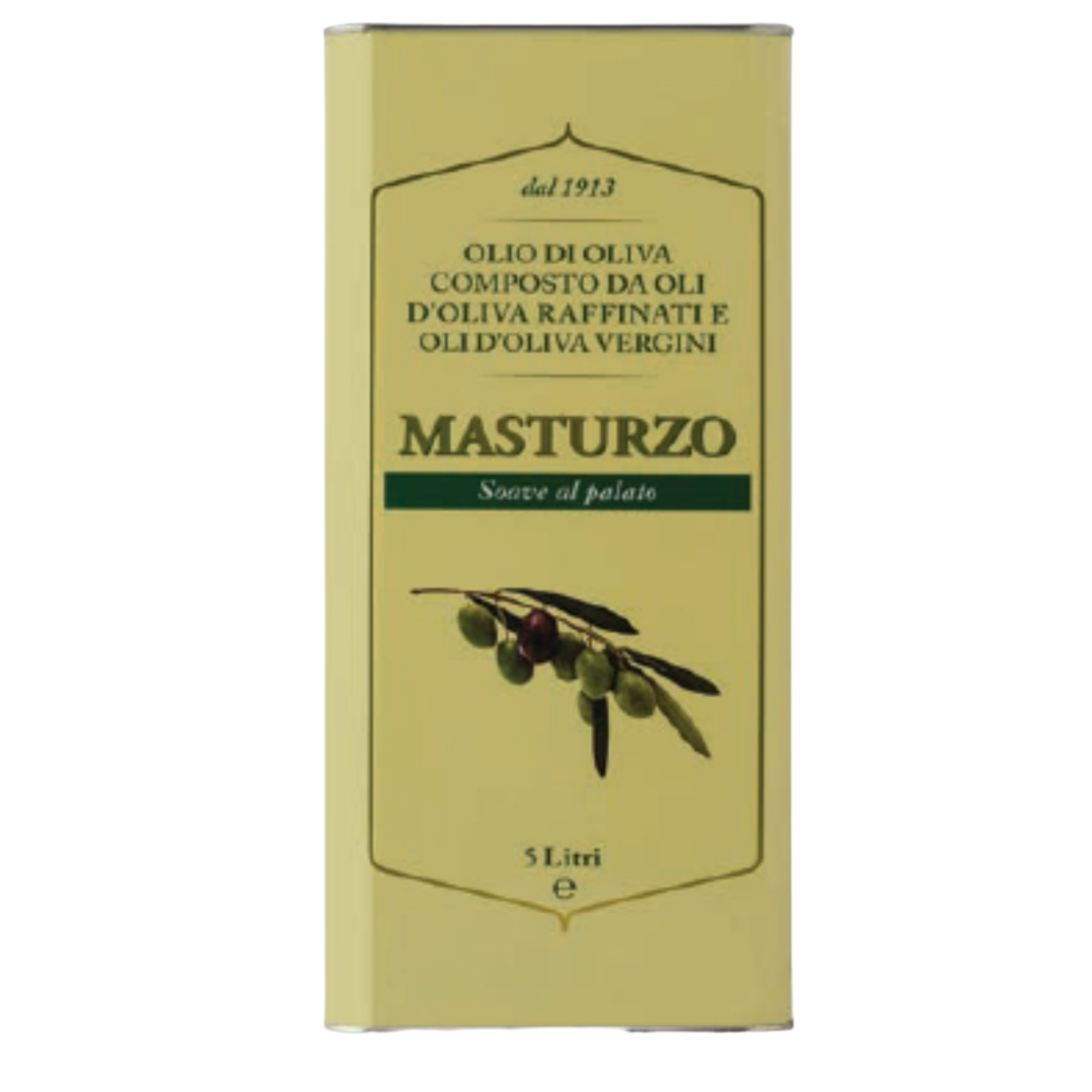 ITALIAN OLIVE OIL CONSISTING OF REFINED OLIVE OILS AND EXTRA VIRGIN OLIVE OILS MASTURZO TINNED 5 L FOR ALL COOKING PURPOSES