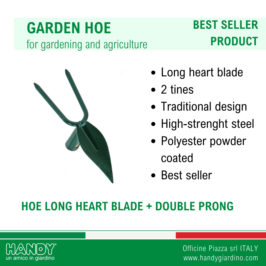 Italian superior quality hoe long heart and bident wooden handle 120 cm for gardening and agriculture