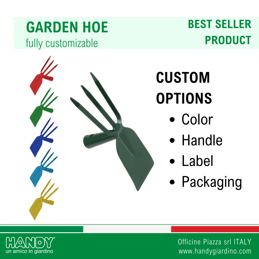 Italian superior quality hoe long heart and bident wooden handle 120 cm for gardening and agriculture