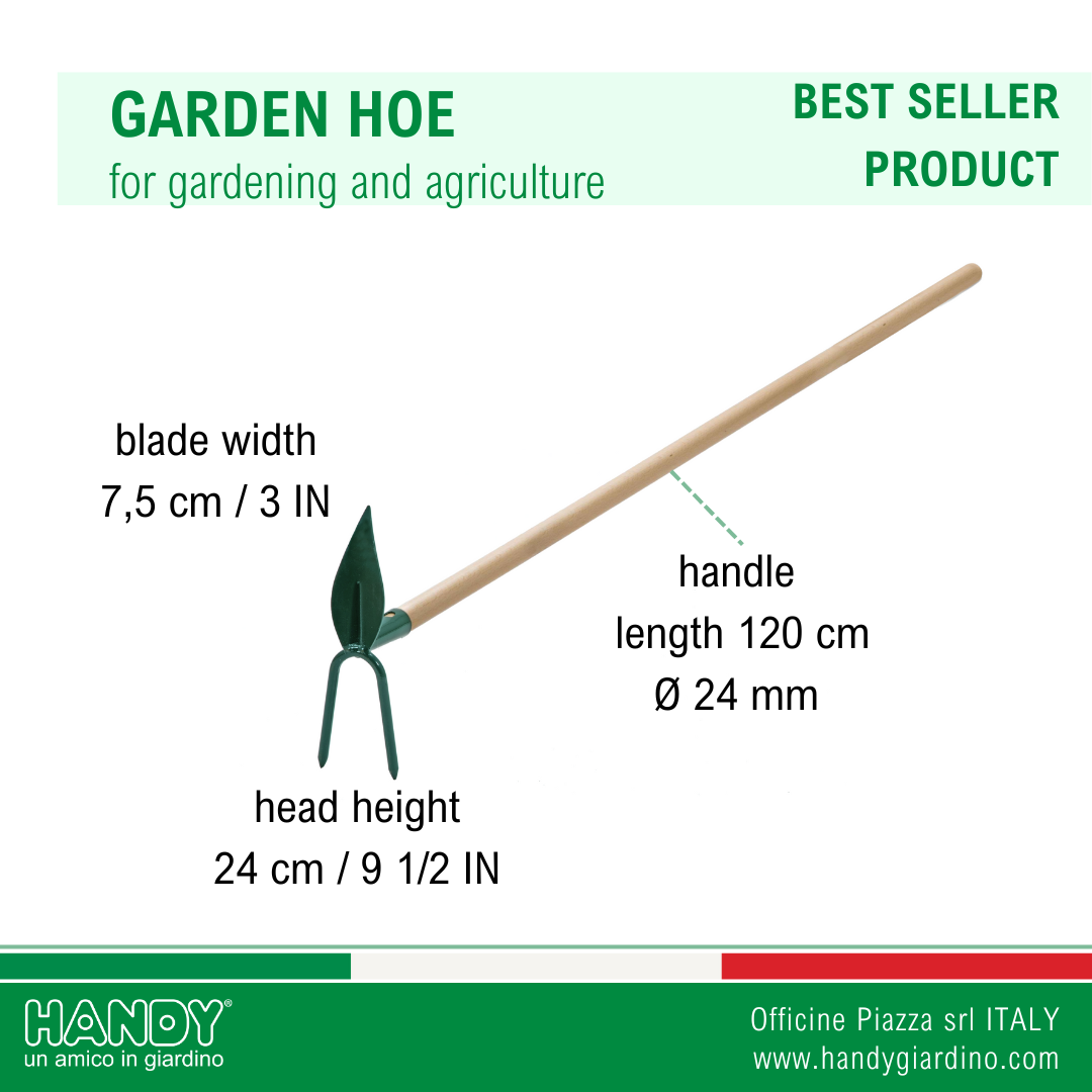 Italian superior quality hoe long heart and bident wooden handle 120 cm for gardening and agriculture