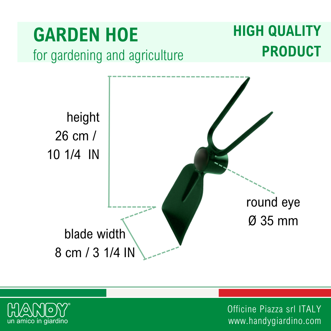 Customizable Italian steel hoe square and bident with round eye for gardening agriculture