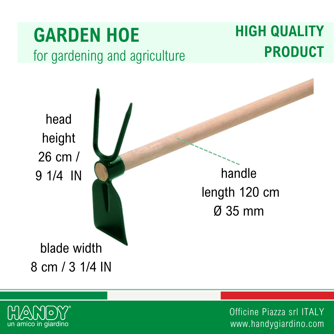 Italian best quality steel hoe square and bident round eye with handle 120 cm for farming