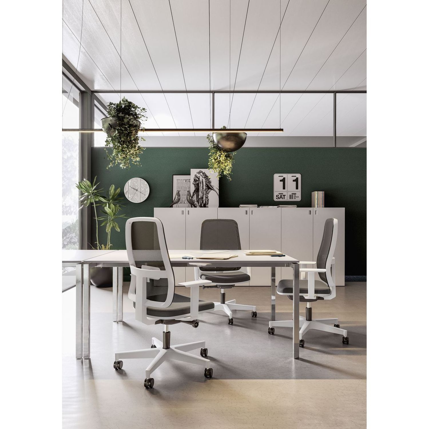 Premium Win Mesh Backrest White - Operative Chair for Office - Sleek Design for Contemporary Offices