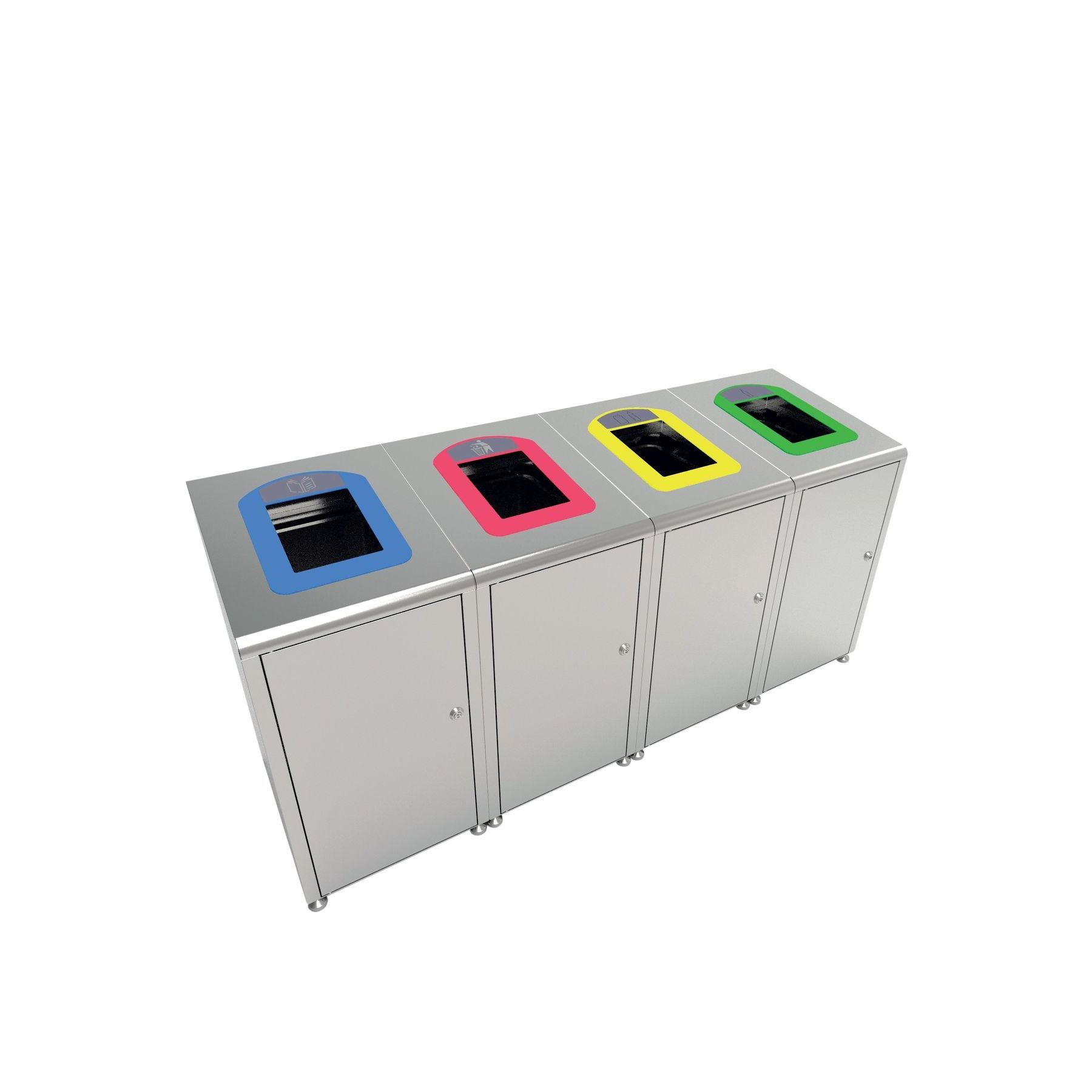 Best Koala Stainless Steel Recycling Unit - Modern Front Door Design with Lock - Integrated Signage and Adjustable Height