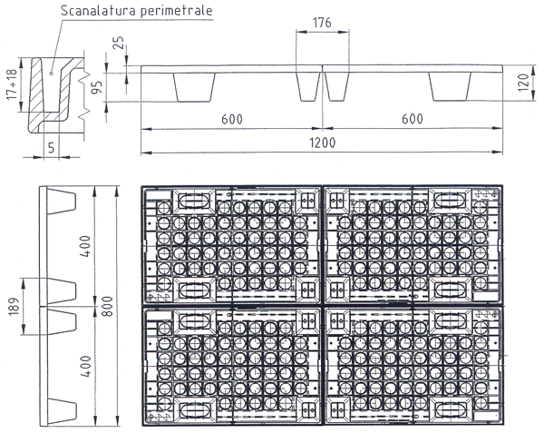 Black Mini Pallet Made in Italy in Ecological Recycled Polypropylene for packaging & for logistics