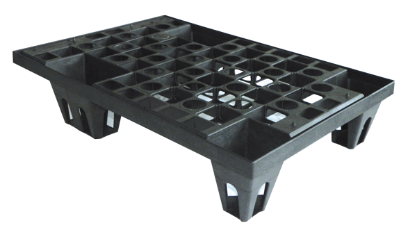 Black Mini Pallet Made in Italy in Ecological Recycled Polypropylene for packaging & for logistics