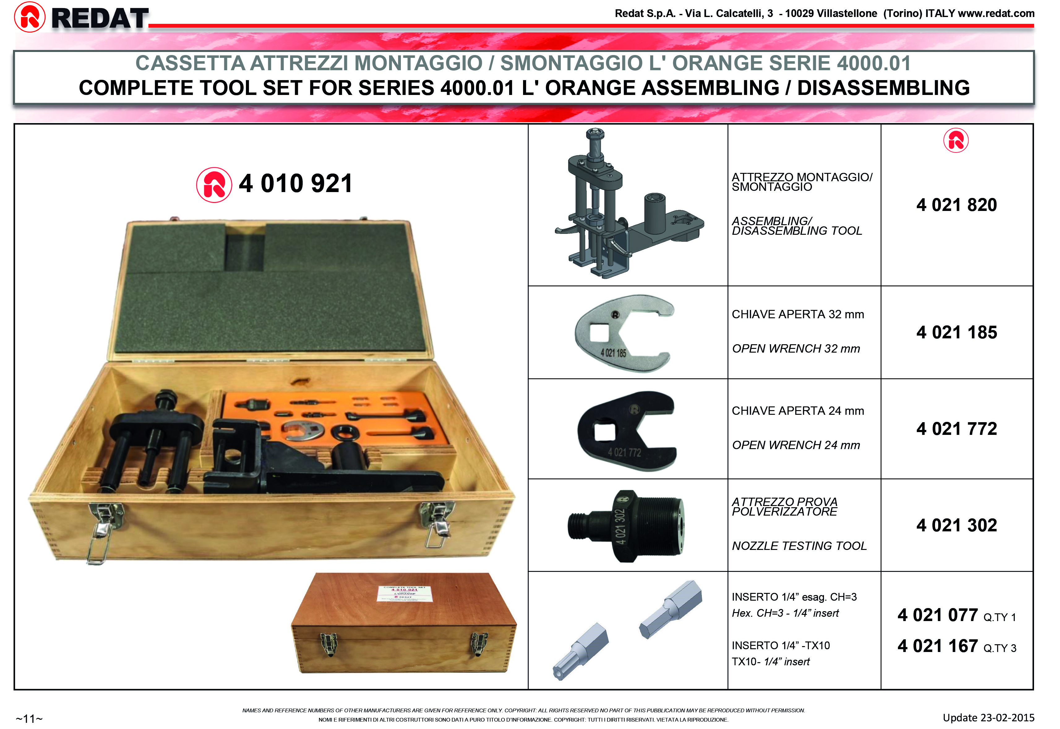 Professional Diesel Fuel Injection assembling disassembling tool kit made in Italy for MTU L'Orange 4000.01 injectors 4010921