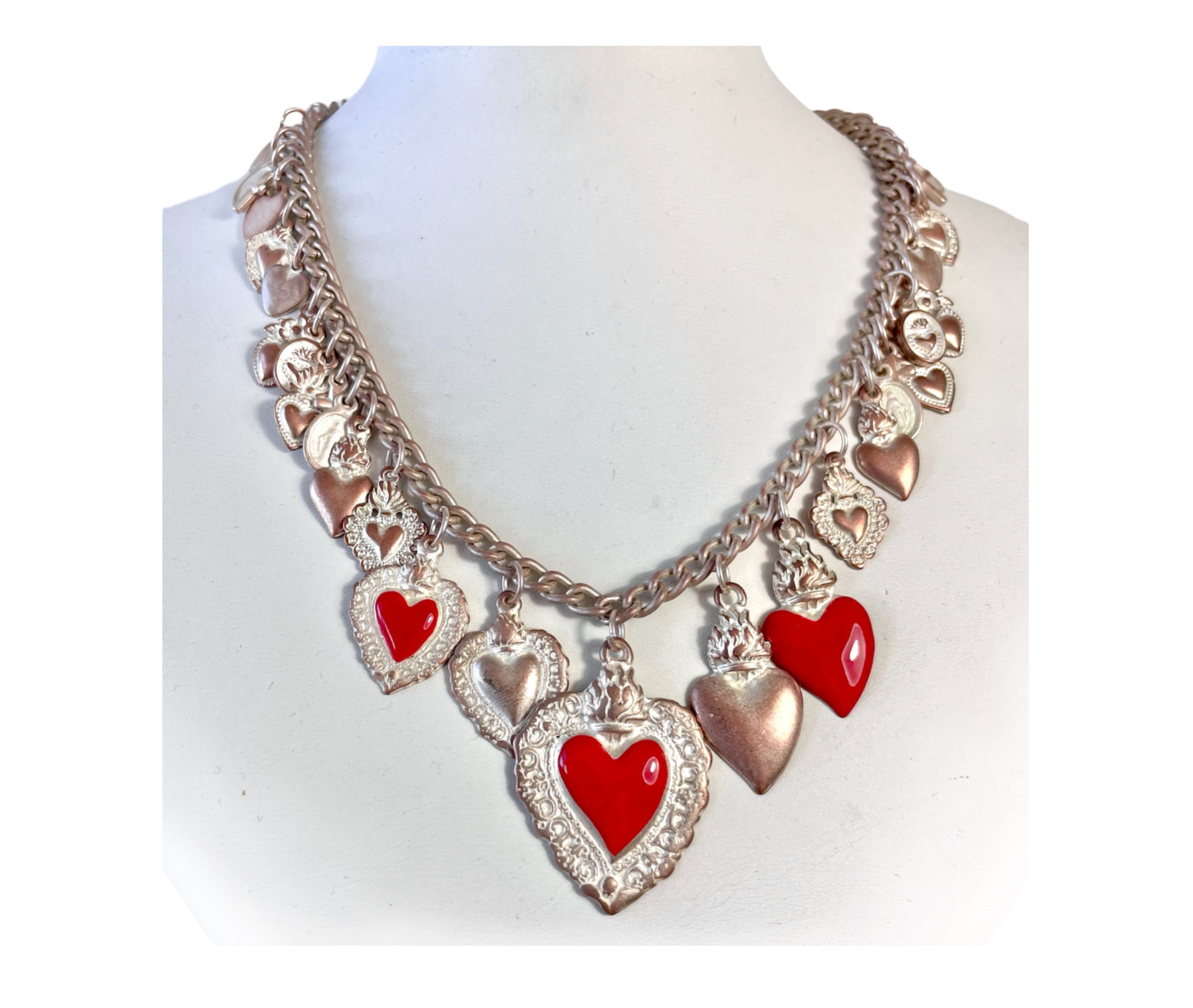 Necklace Sacred Heart Red ItalianCraftmen UniqueProduct Oneoff MadeInITALY Bijoux Handmade Jewellery Beadwork Accessory