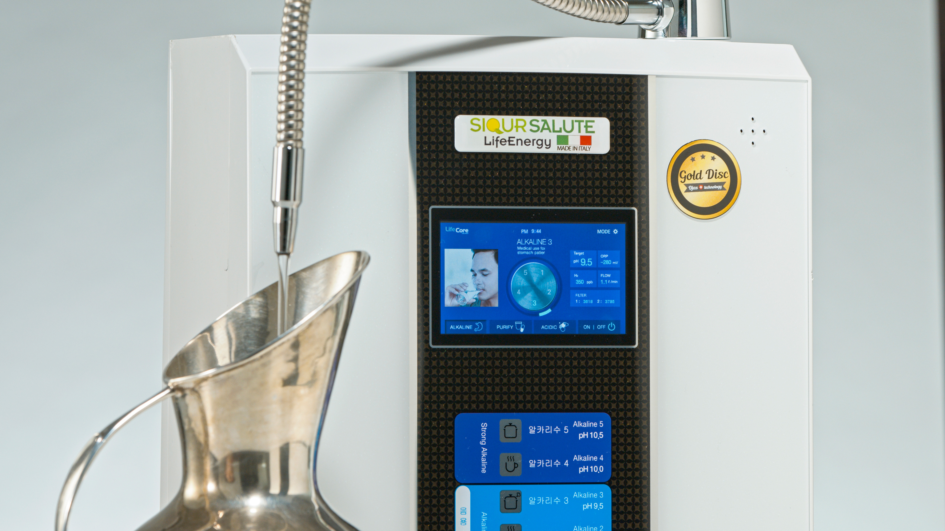 UNIQUE IN THE WORLD Made In Italy under-sink alkaline water ionizer LifeEnergy WATER with two activated carbon filters for sale