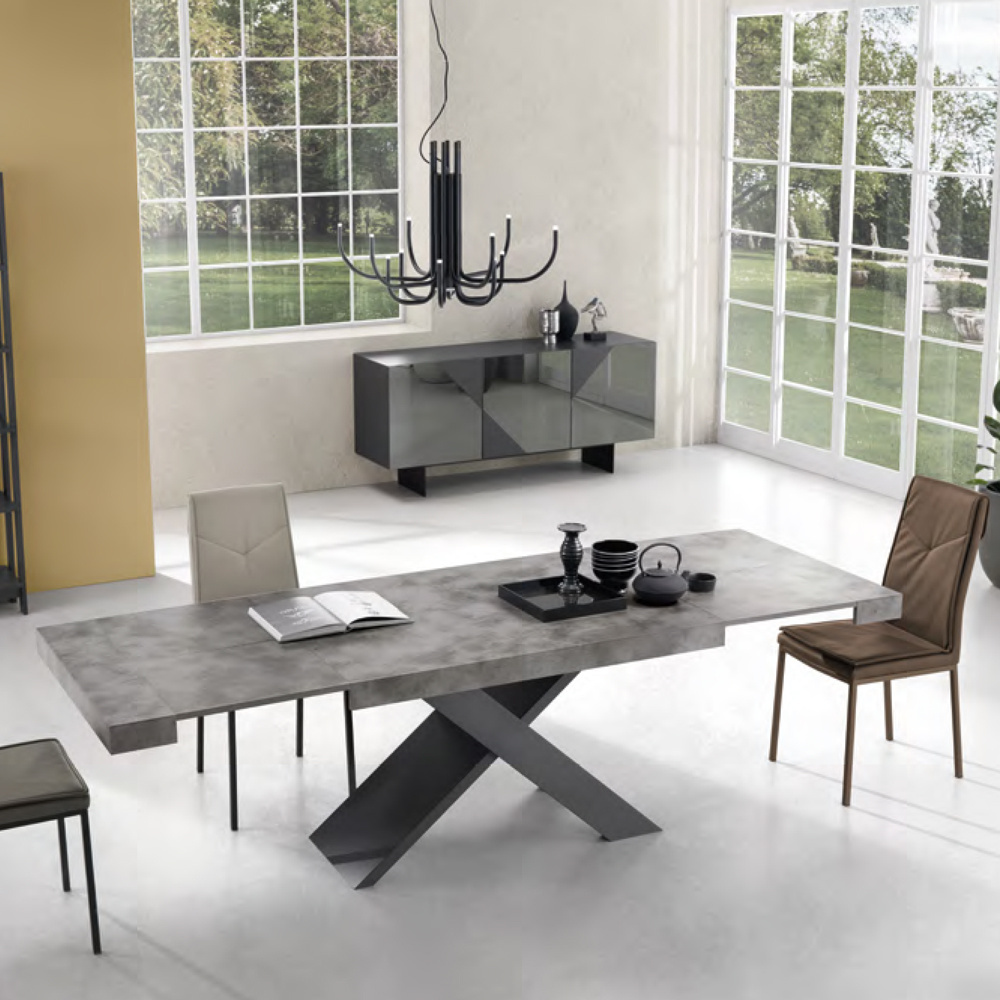 Italian Furniture Made in Italy High Quality Dining Table Extendable to 260 cm Cement Effect