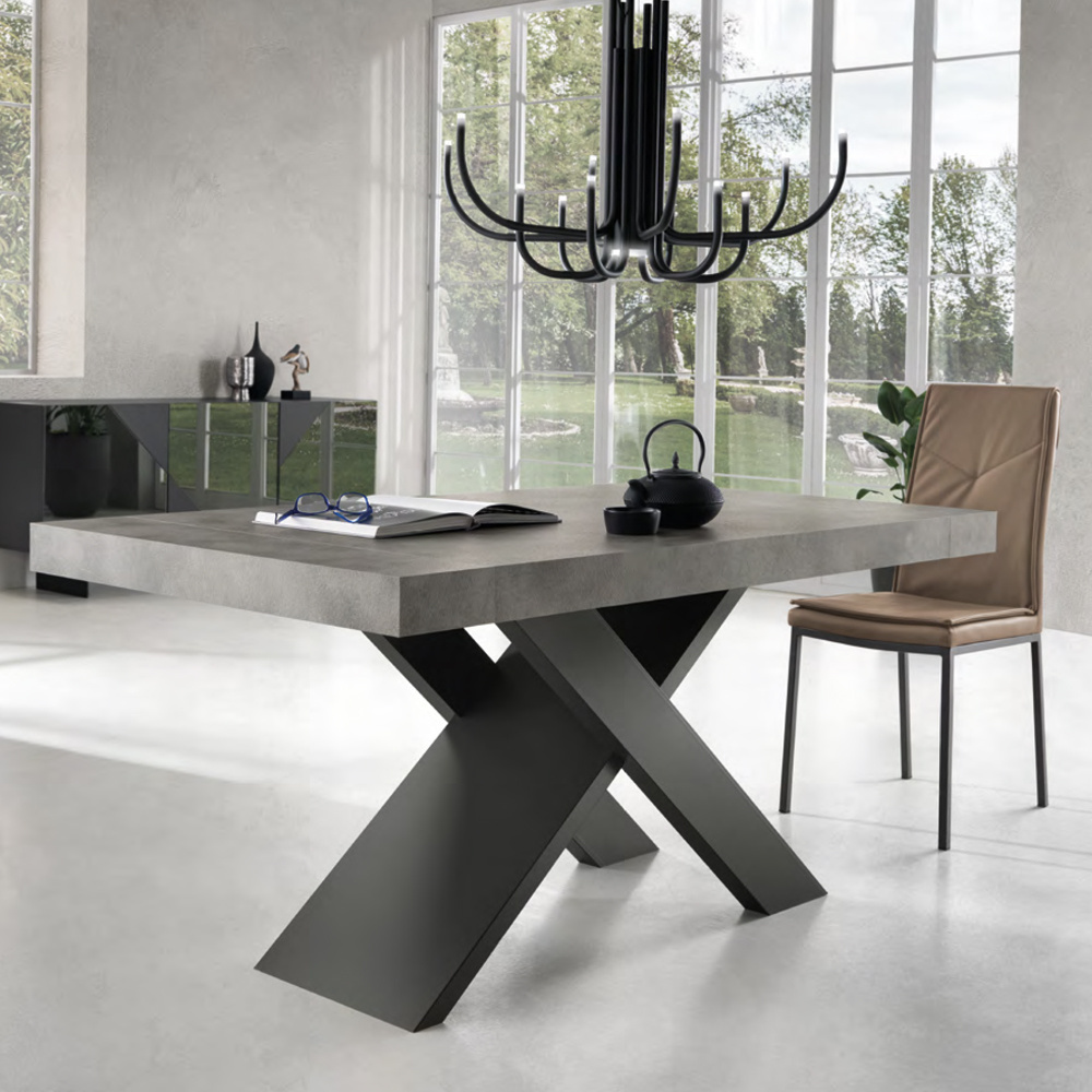 Italian Furniture Made in Italy High Quality Dining Table Extendable to 260 cm Cement Effect