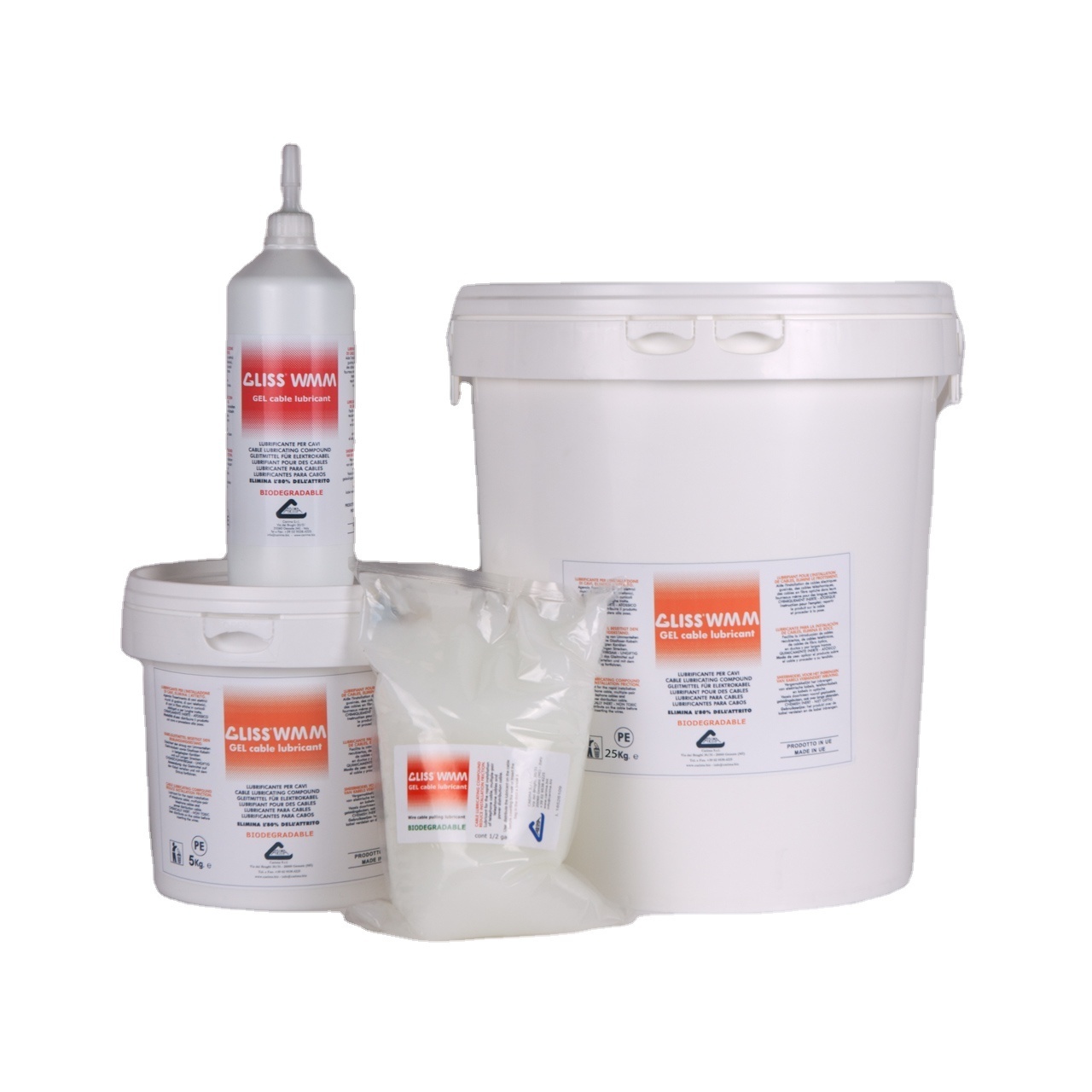 Made in Italy water based hight perfomance gel lubricant GLISS WMM in a pail of 5 kg