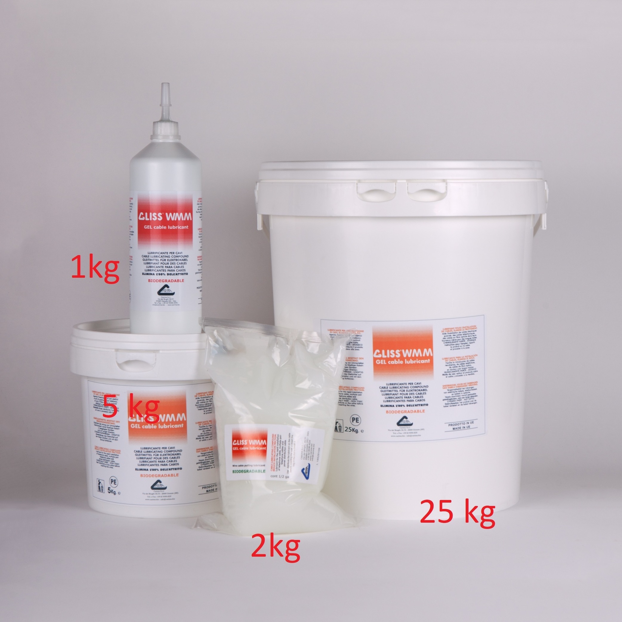 Made in Italy water based hight perfomance gel lubricant GLISS WMM in a pail of 5 kg