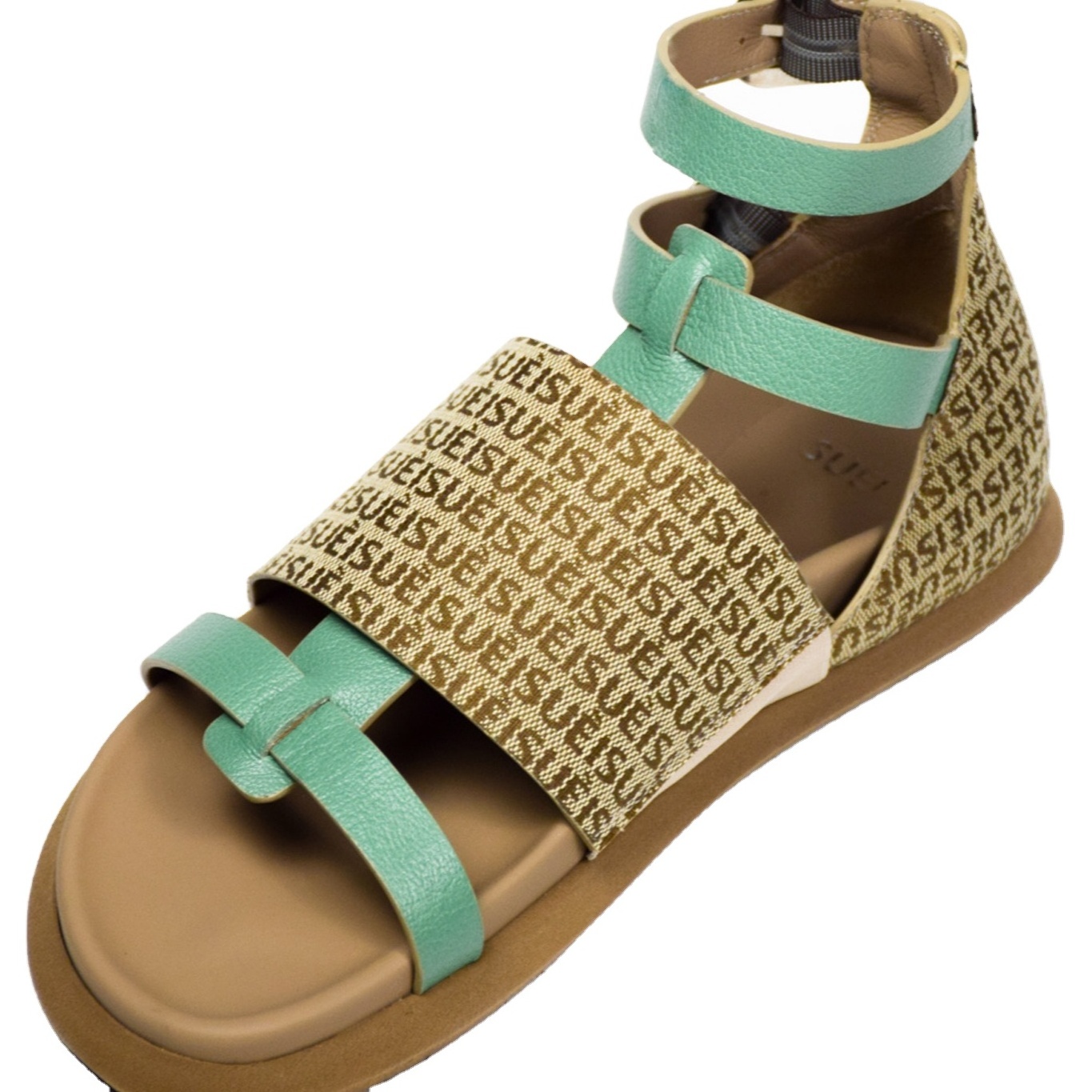 Top Comfort Made In Italy Jacquard Cotton Fashion Flat Sandals Monogram Brown Color Shoes Casual Summer Style