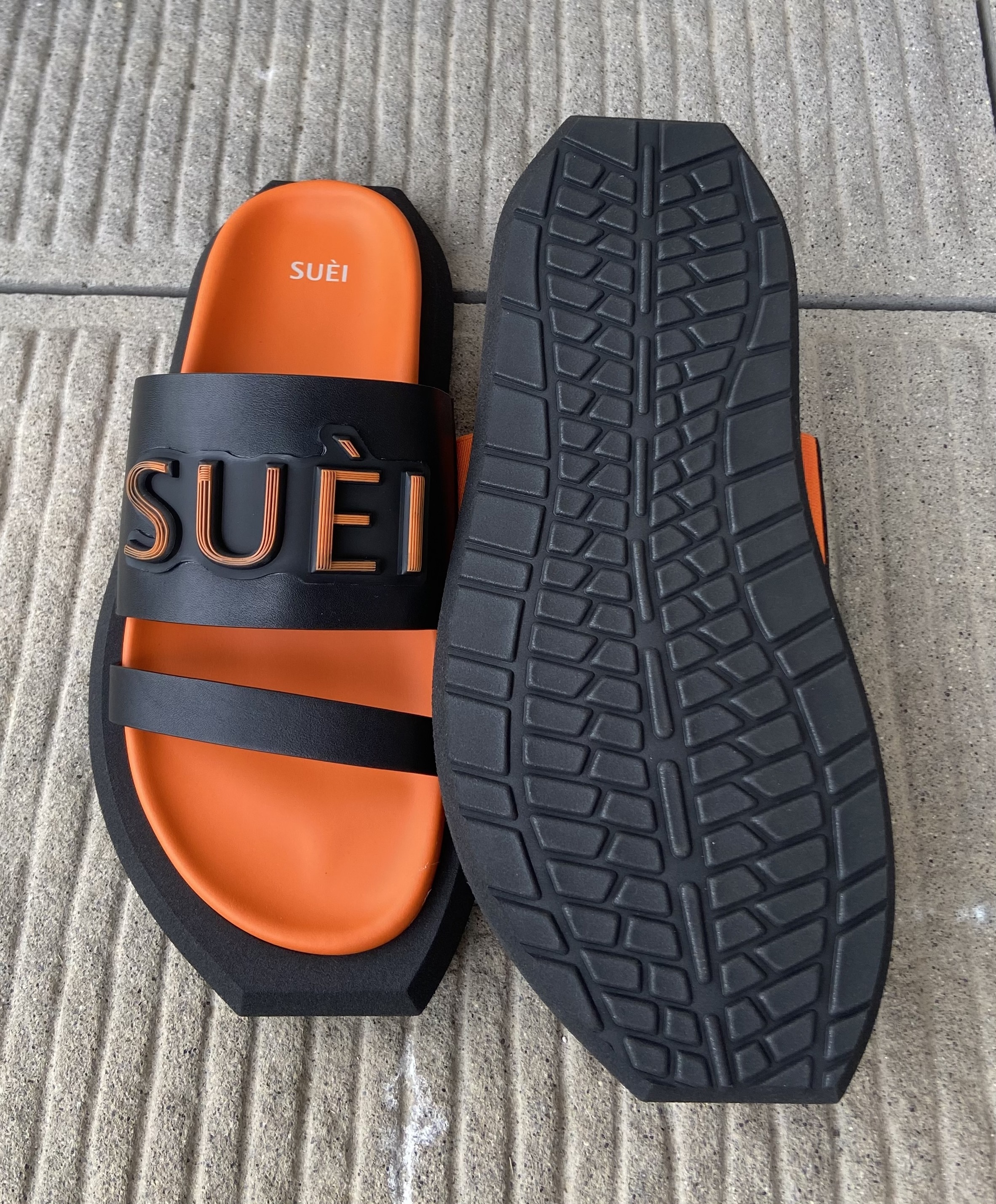 Extra Comfortable Made In Italy Calf Leather Fashion Sandals Slippers Slides Shoes Black and Orange Color Women's Sandals 2023