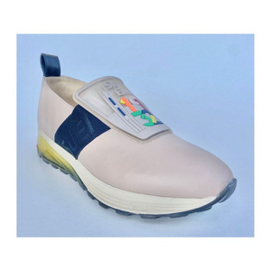 Top Comfortable Made in Italy Calf Leather Pale Rose Colour Slip on Sneakers Shoes for Ladies