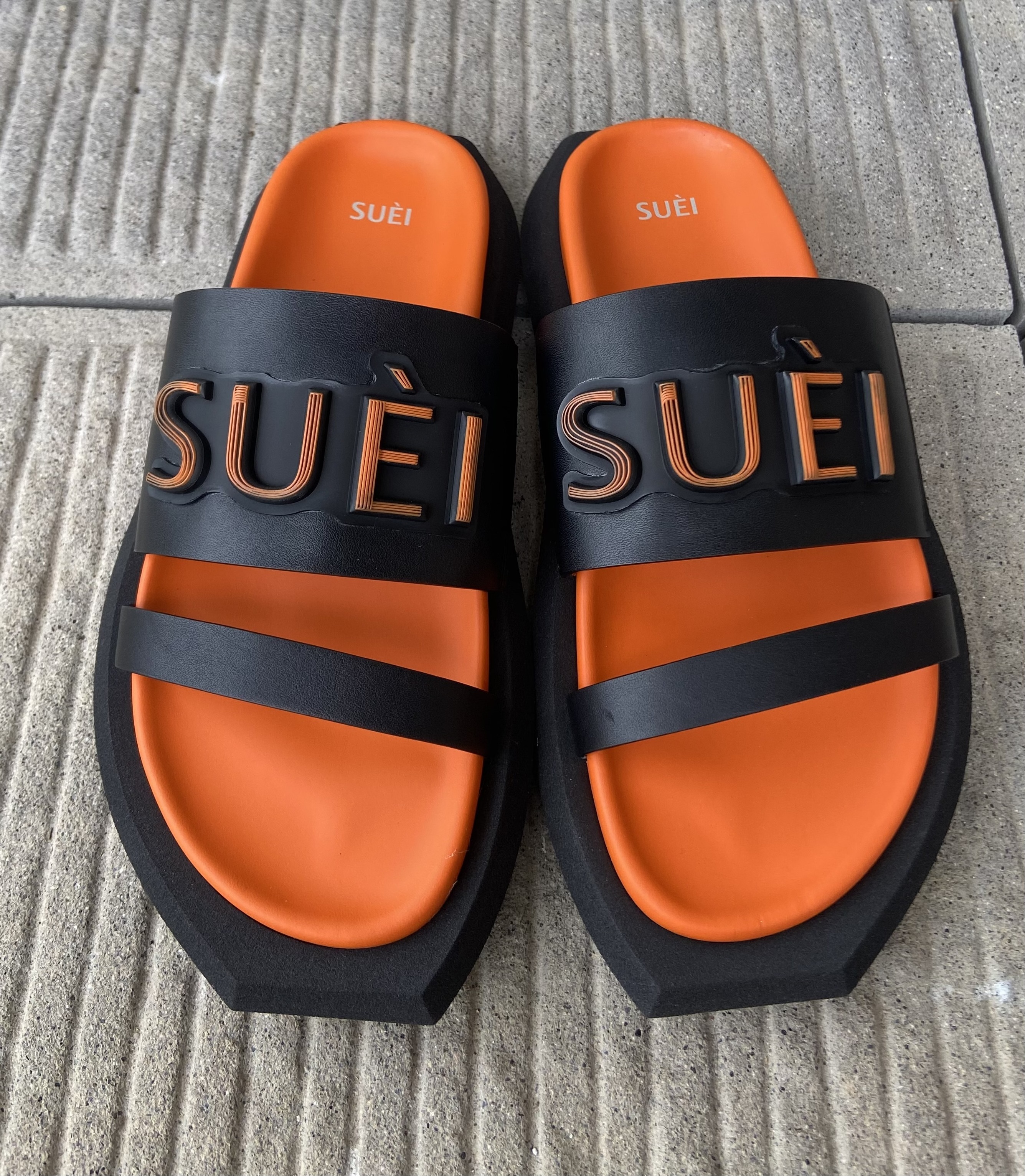 Extra Comfortable Made In Italy Calf Leather Fashion Sandals Slippers Slides Shoes Black and Orange Color Women's Sandals 2023