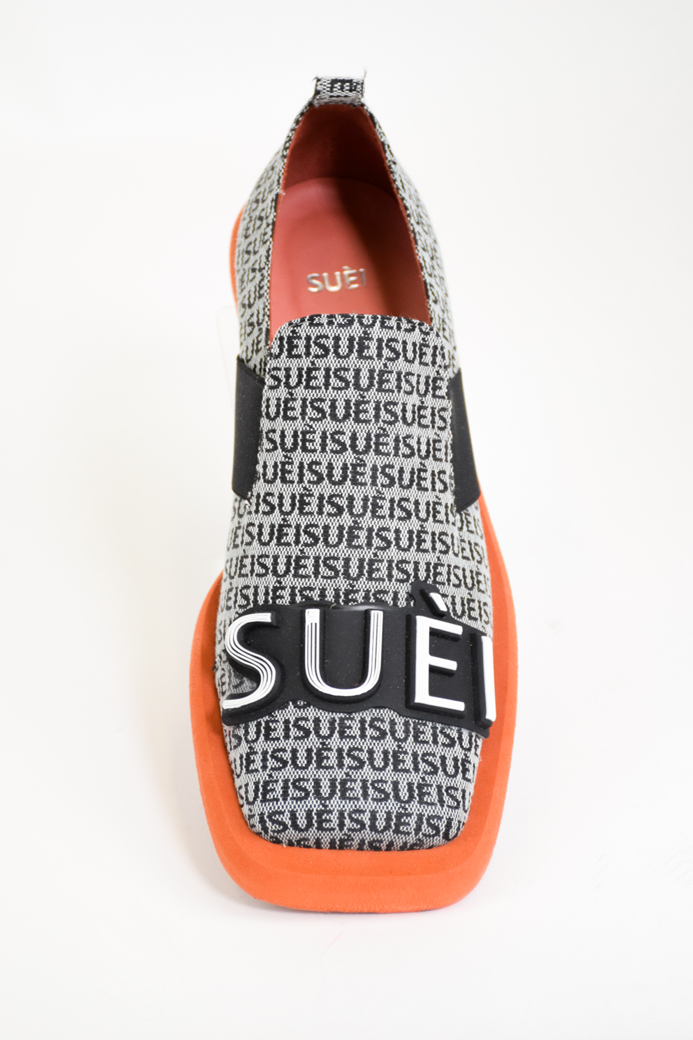 Comfortable Made in Italy Monogram Jacquard Textile and Orange Leather Loafers Causal for Woman