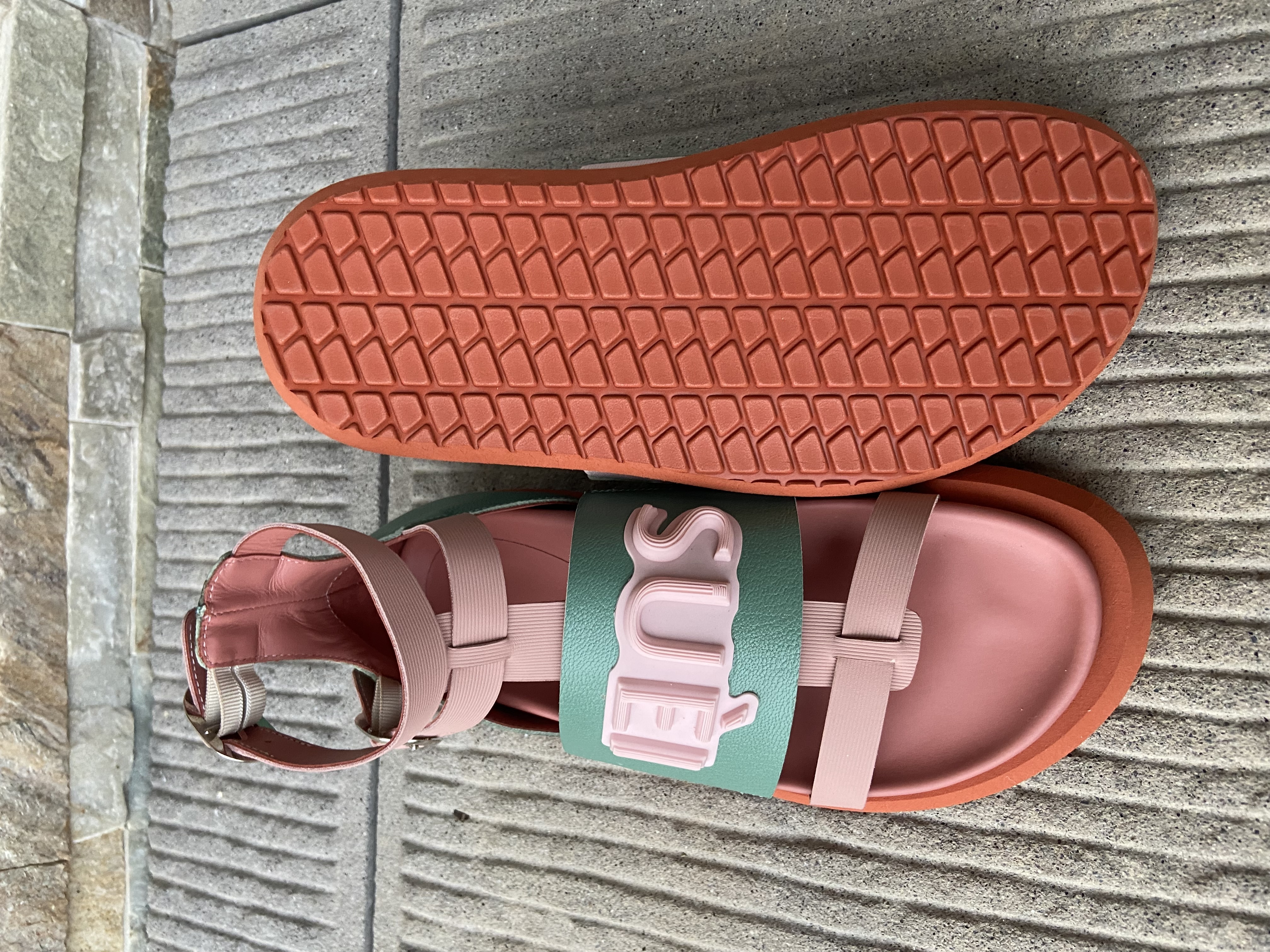 Top Quality Made in Italy Leather Two tones Light Pink and Tiffany Color Comfortable Flat Shoes Fashion Sandals