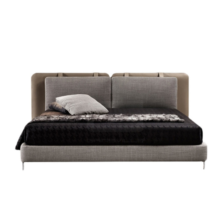 Gainsville New Design furniture fabric grey modern home bedroom king bed