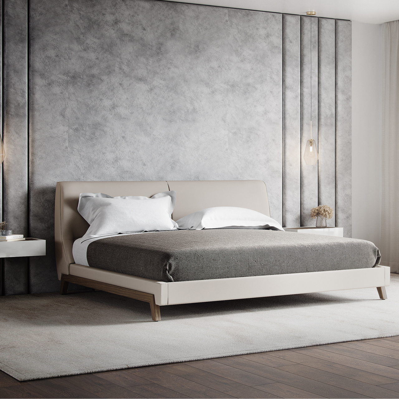 Modern Design High Quality Bedroom Furniture Nordic Simple  Tufted Upholstered Bed Fabric Bed