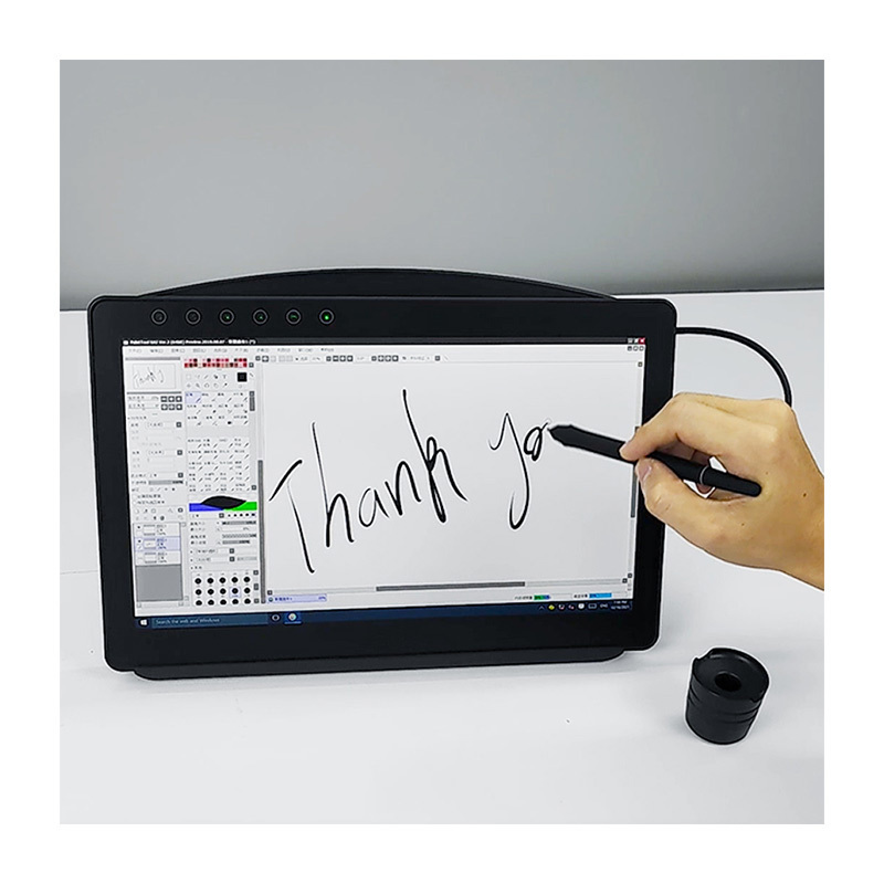 Drawing Tablet With Pen 8192 Level Pressure 266PPS Drawing Monitor Signature Pad 10points Capacitive Touch Black 1920 X 1080