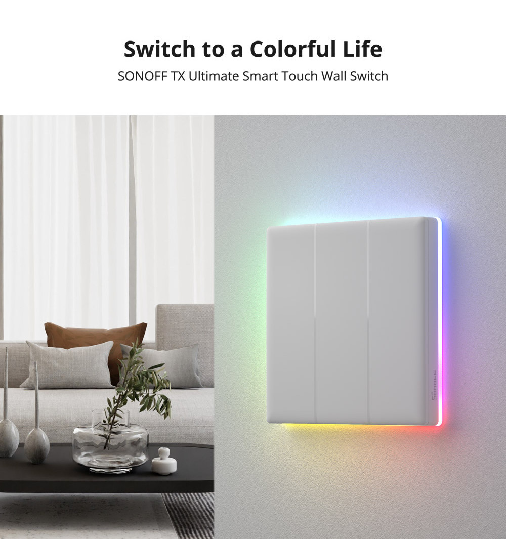 ITEAD Studio SONOFF T5 EU 1 2 3 4 Gang Smart Touch Wall Switch Integrates Smart LED Light Remote Control Switch Work With Alexa