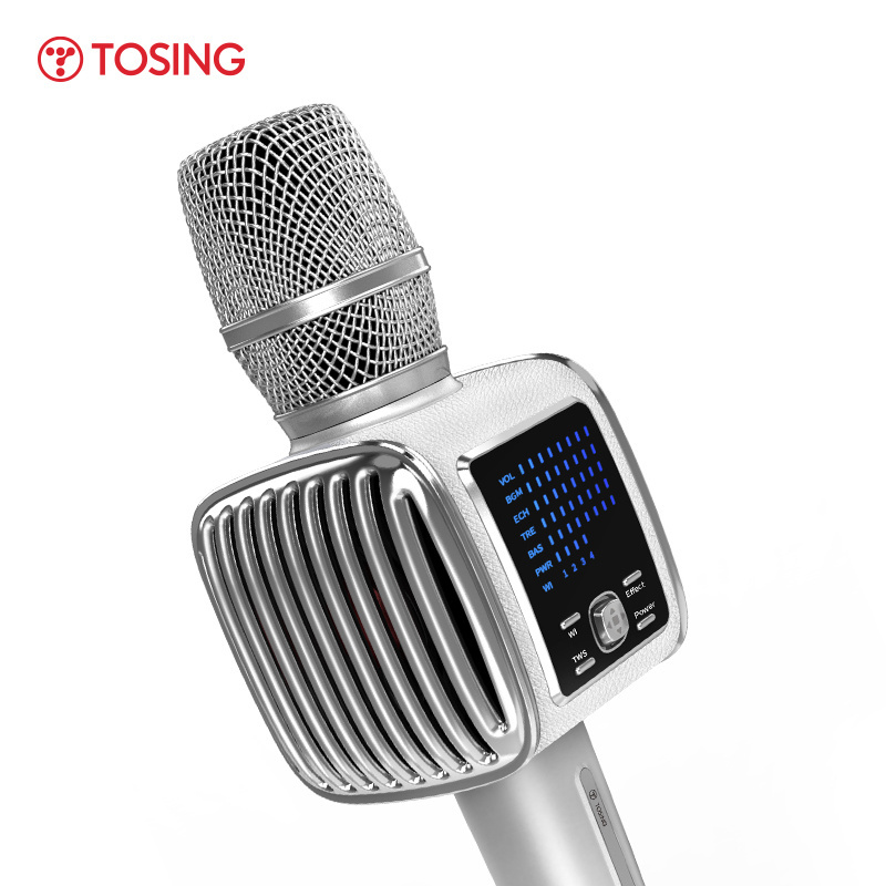 Hot sales Tosing G6+ Professional Singing LED Screen Multi-Functional Joystick Wireless Karaoke Microphone UHF TWS Duet