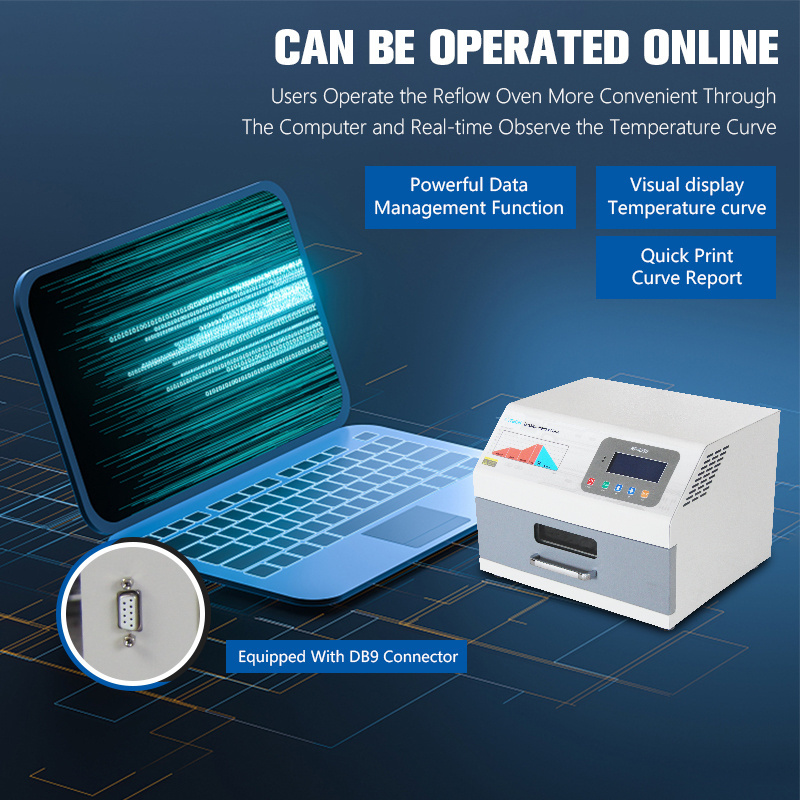 RF-A250 Benchtop Low-cost SMT Reflow Oven IC Infrared Hot Air Heating 1600W Reflow Soldering Oven For Pcb Smt Small Production
