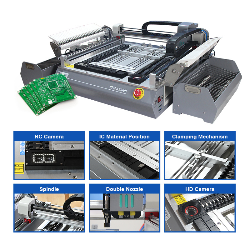 Electronics Production Machinery Smt Pick And Place Machine Automatic 2 Head Table Top Pick And Place Machine For Pcb Assemble