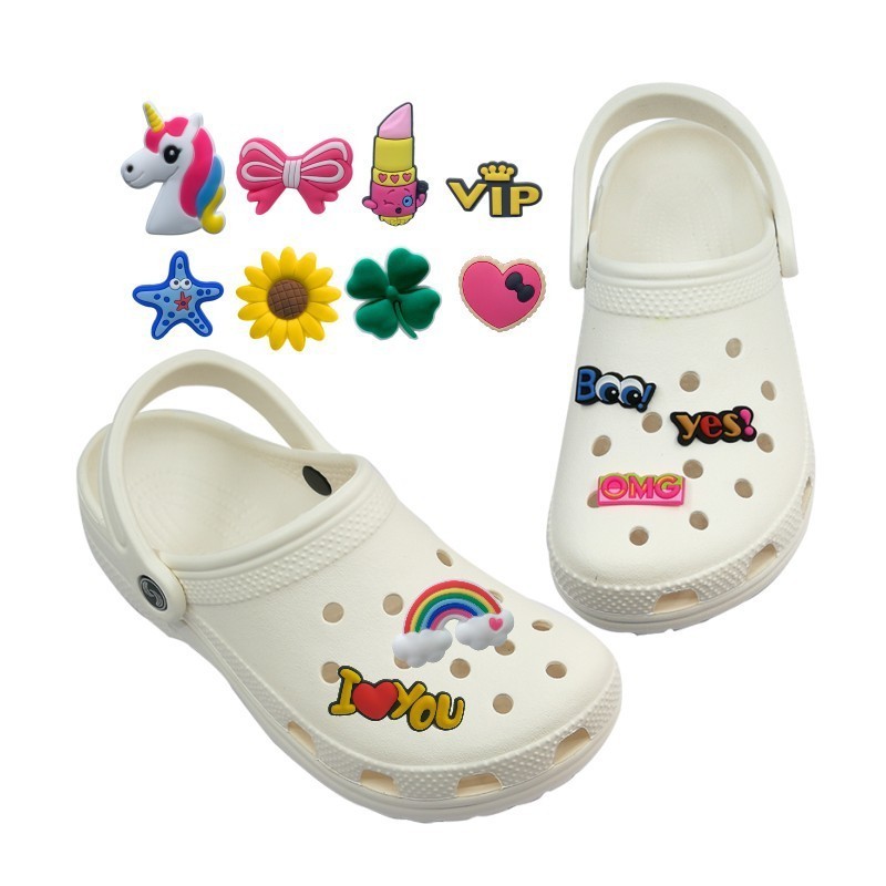 Wholesale custom lovely party gifts cartoon pvc beach garden shoe flower buckle clogs charms shoe decorations  shoe accessories