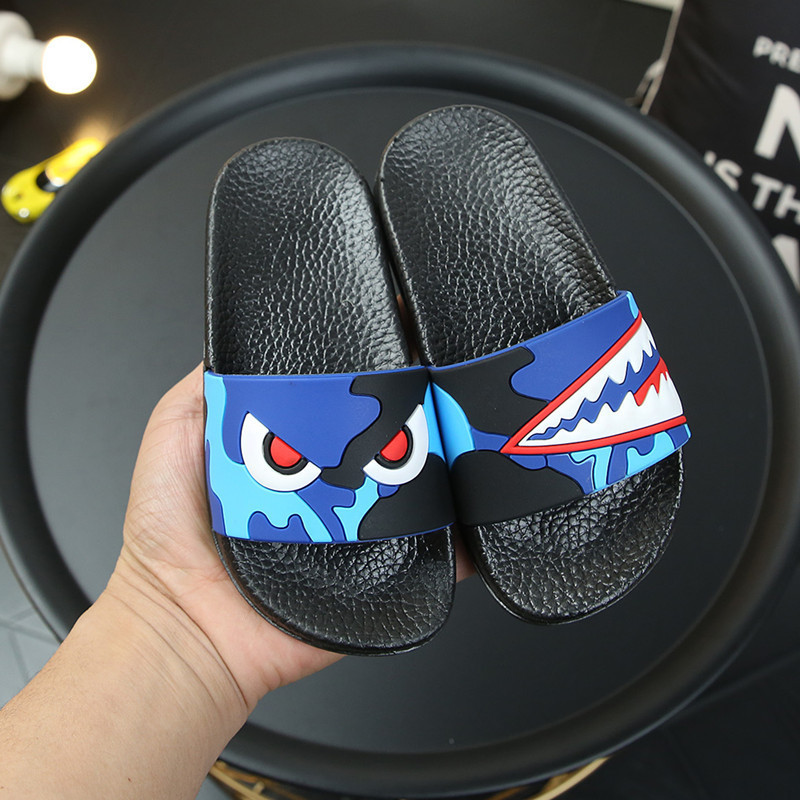 CLS9005 Kids Cartoon Shark Slippers Boys Summer Sandals Baby Non-Slip Flat Beach Shoes Swimming Slipper Girls Bathroom Flip Flop