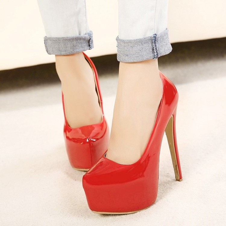 H0003 Fashion Women 15cm High Heels Stilettos Shallow Platform Round Head Waterproof Platform Nightclub Party Women Sexy Pumps