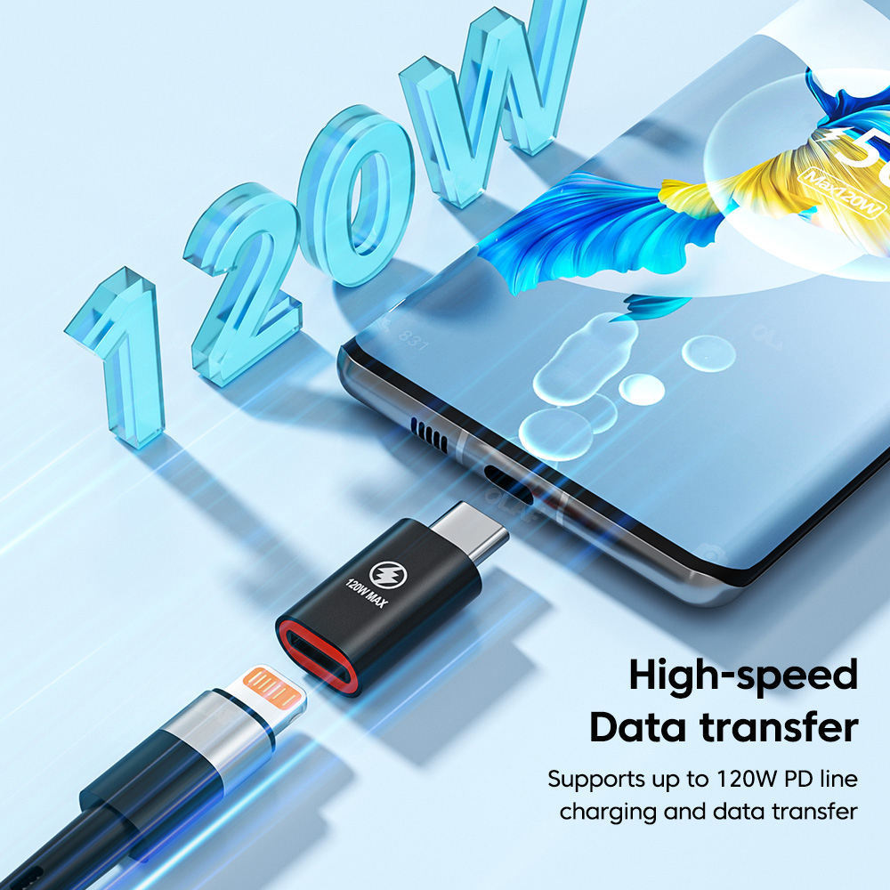 PSDA PD20W/120W USB C Adapter Fast Charging Light Male To Type C Female Adapter For phone To USB Type C Headphones