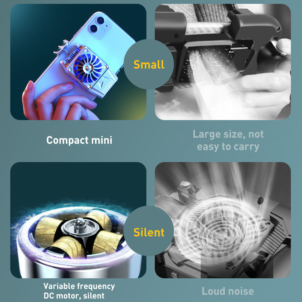 Universal Mobile Phone Game Cooler Built in Battery Portable Phone Fan Fast Cooling Phone Cooler for Gaming Watch Videos