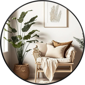 modern luxury decorative round aluminium alloy framed home decor big wall mounted bathroom gold round mirror miroir spiegel