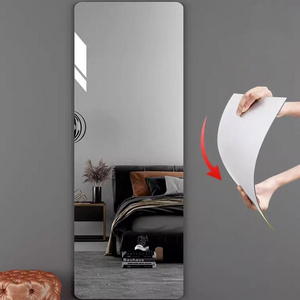 Custom Home Decor Non Glass Light Self Adhesive Flexible Unbreakable Dressing Wall Mirror for Bathroom Makeup House Decoration