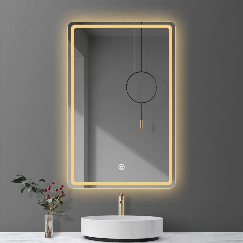 custom luxury modern rectangle smart 60*80cm defogging touch sensor vanity led mirror for bathroom miroir espejo spiegel